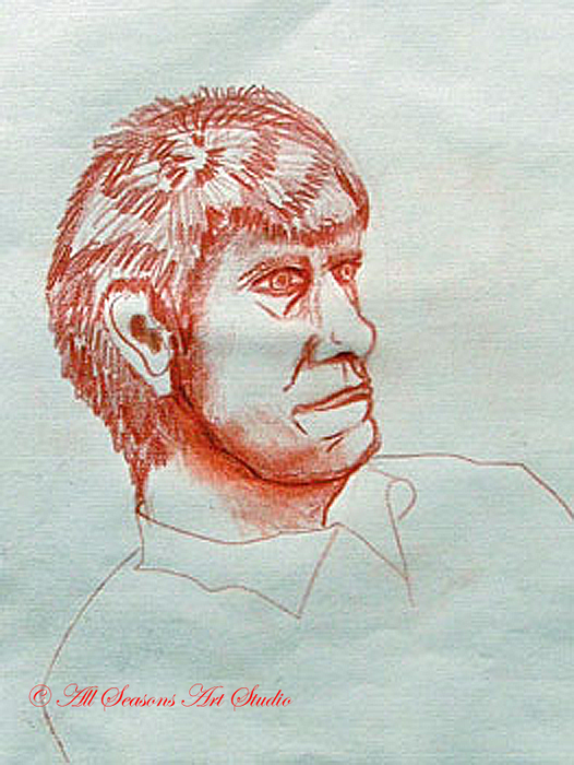 Lion Man, 21cm x 29.5cm, sanguine pencil