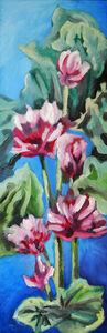 Lotus Blossoms, 2021, 20cm x 61cm, oil