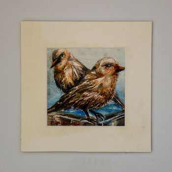 Love Bird's, 2022, 13.5cm x 13.5cm, mixed media