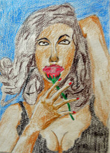 Love Me Tender, 15cm x 20.5cm, coloured pencils