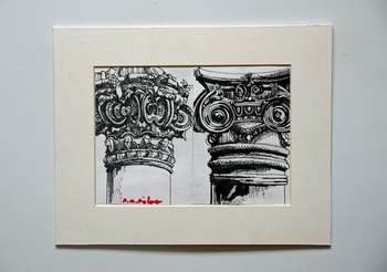 Male and Female Pediments, 2020, 15cm x 20.5cm, pens