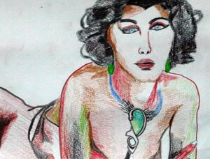 Monica Bellucci, 2019, 15cm x 20.5cm, coloured pencils