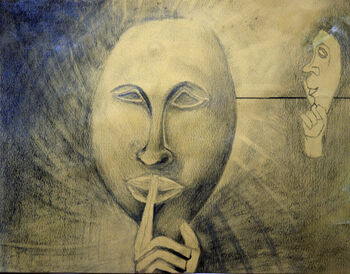 Mood Mask, 2021, 19cm x 24.5cm, graphite pencil