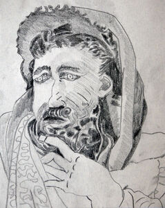 Moses, 24cm x 30.5cm, charcoal pencil