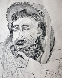 Moses, 9in x 12.5in, charcoal pencil