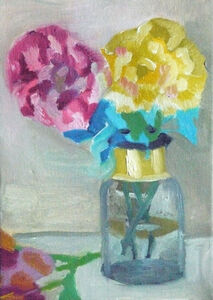 Peonies in a Jar, oil on canvas, 25cm x 35cm