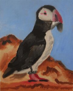 Puffin, 2020, 20cm x 25.5cm, oil
