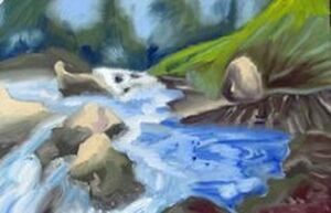 Rapid Run, 38cm x 56cm, oil