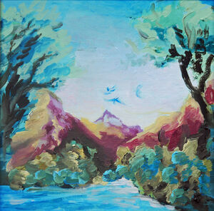 Red Mountain, 2021, 20cm x 20cm, oil