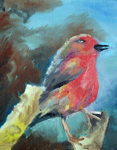 Robin, oil on board, 20cm x 25,5cm, 26,02,2021