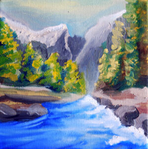 Rocky Waterline, 08,04,2021, 20cm x 20cm, oil on canvas