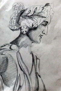 Roman Female, 24cm x 30.5cm, charcoal pencil