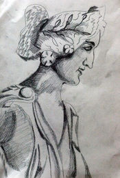 Roman Female, 9in x 12in, charcoal pencil