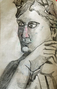 Shephard, 11.5cm x 18cm, charcoal pencil