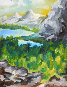 Summer Gorge, 08,04,2021, 25cm x 31,5cm, oil on board