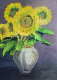 Sunflowers, 23cm x 30.5cm, oil on arches paper
