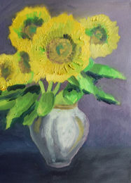 Sunflowers, 9in x 12.5in, oil on arches paper