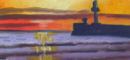 Sunset Shore, oil on canvas, 14.5cm x 29cm