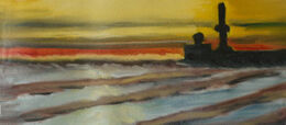 Sunset Shore, oil on canvas, 20cm x 45cm