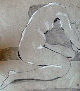 Taught Nude, 24cm x 30.5cm, charcoal pencils