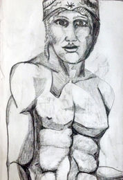 Taureg, 6in x 8in, charcoal pencil