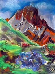 The Dolomites, soft pastels, 50cm x 65cm