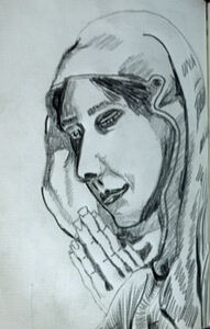 The Good Christian, 11.5cm x 18cm, charcoal pencil