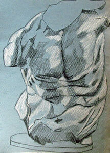 Torso, 24cm x 30.5cm, charcoal pencils