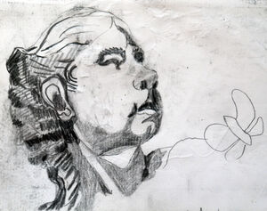 Young Girl, 11.5cm x 18cm, charcoal pencil