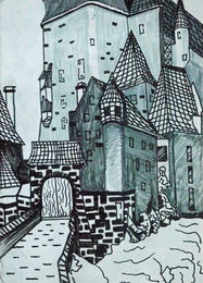 eltz castle, pens, 6in x 8in