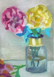 peonies in a jar, oil on canvas, 25cm x 35cm