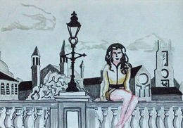the view, mixed media, 6in x 8in