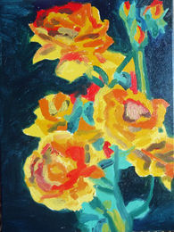 yellow roses, oil on canvas, 12in x 16in