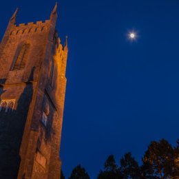 1058-Moon over St Catherine's Church Hophill Tullamore Offaly Ireland