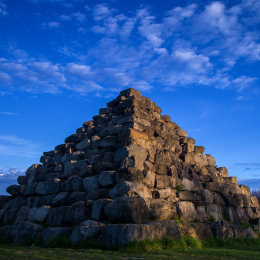1081-Pyramid in early morning light Lough Boora Parklands Offaly Ireland DP