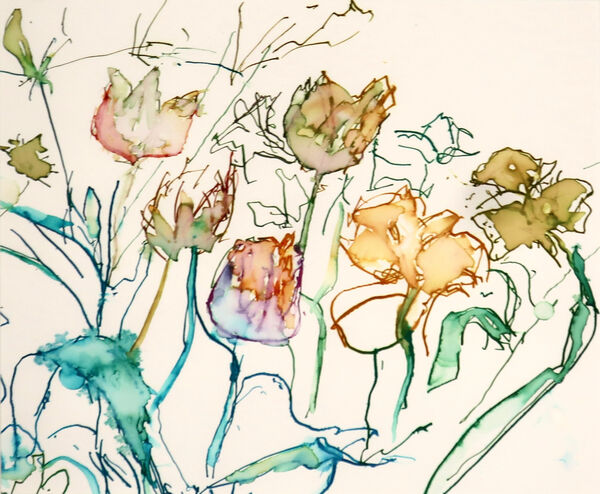 "Still Tulips" Ink & Watercolour on Paper 40x50