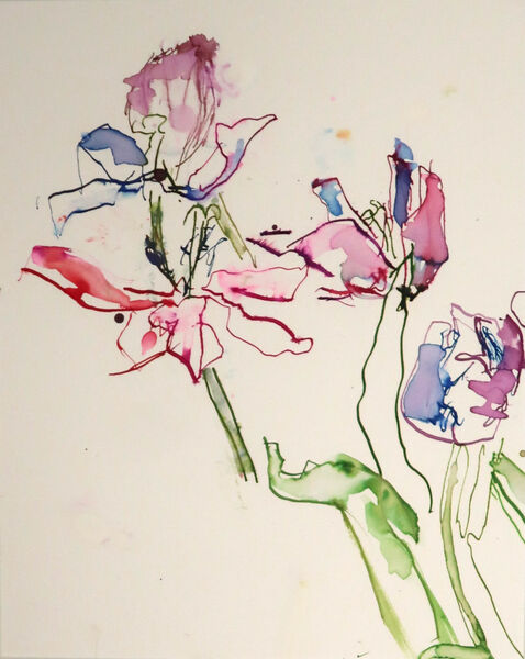 "Wilting Tulips" Ink & watercolour on Paper 50x40cm