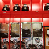 Coffee jars with red boxes