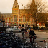 Cycling in front of the museum, Amsterdam