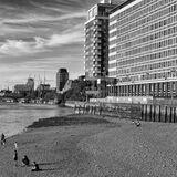 Family in big city, London