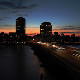 Vauxhall sunset with streaks, London