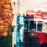 Red tram with tourists