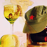 Red star with tall glass
