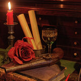 Flintlock with bureau and candle