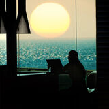Laptop and sea view