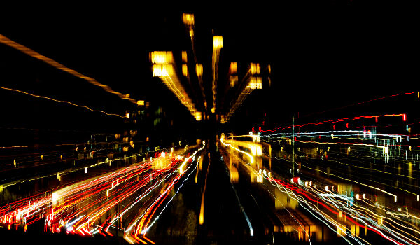 Thames at night with zoom