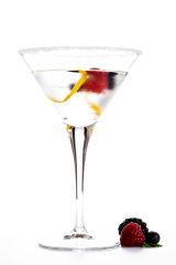 Martini glass with raspberries