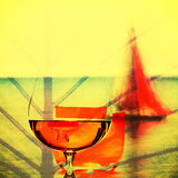 Cognac with red sail