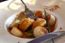 A starter of scallops at the Hotel La Mere Champlain, Cancale, Britanny, France.