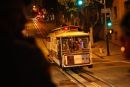 Night shot form interior of Cable Car on powell Street.